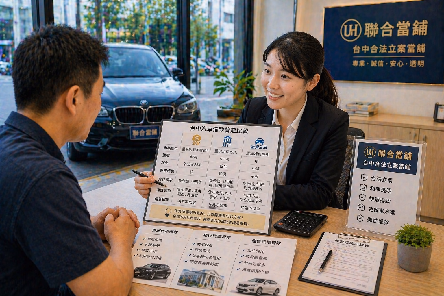 台中汽機車借款當舖銀行融資三種管道比較，說明審核重點、速度、利率與適合族群的完整差異