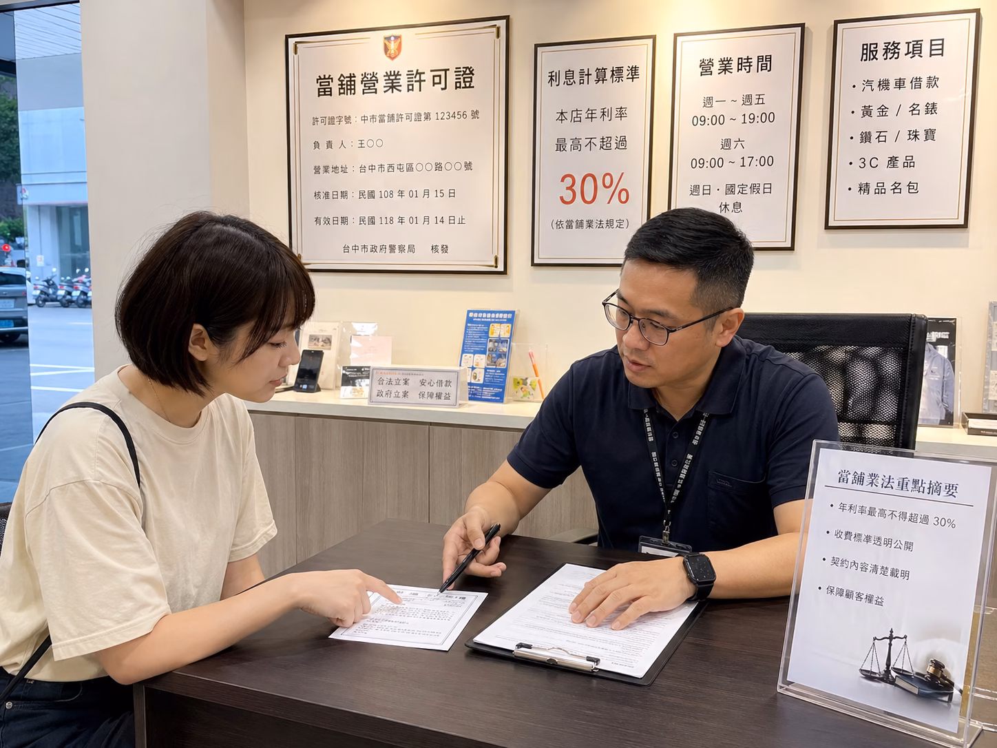 台中合法當舖查詢，民眾確認當舖許可證字號、營業地址、利率揭示與合約資訊