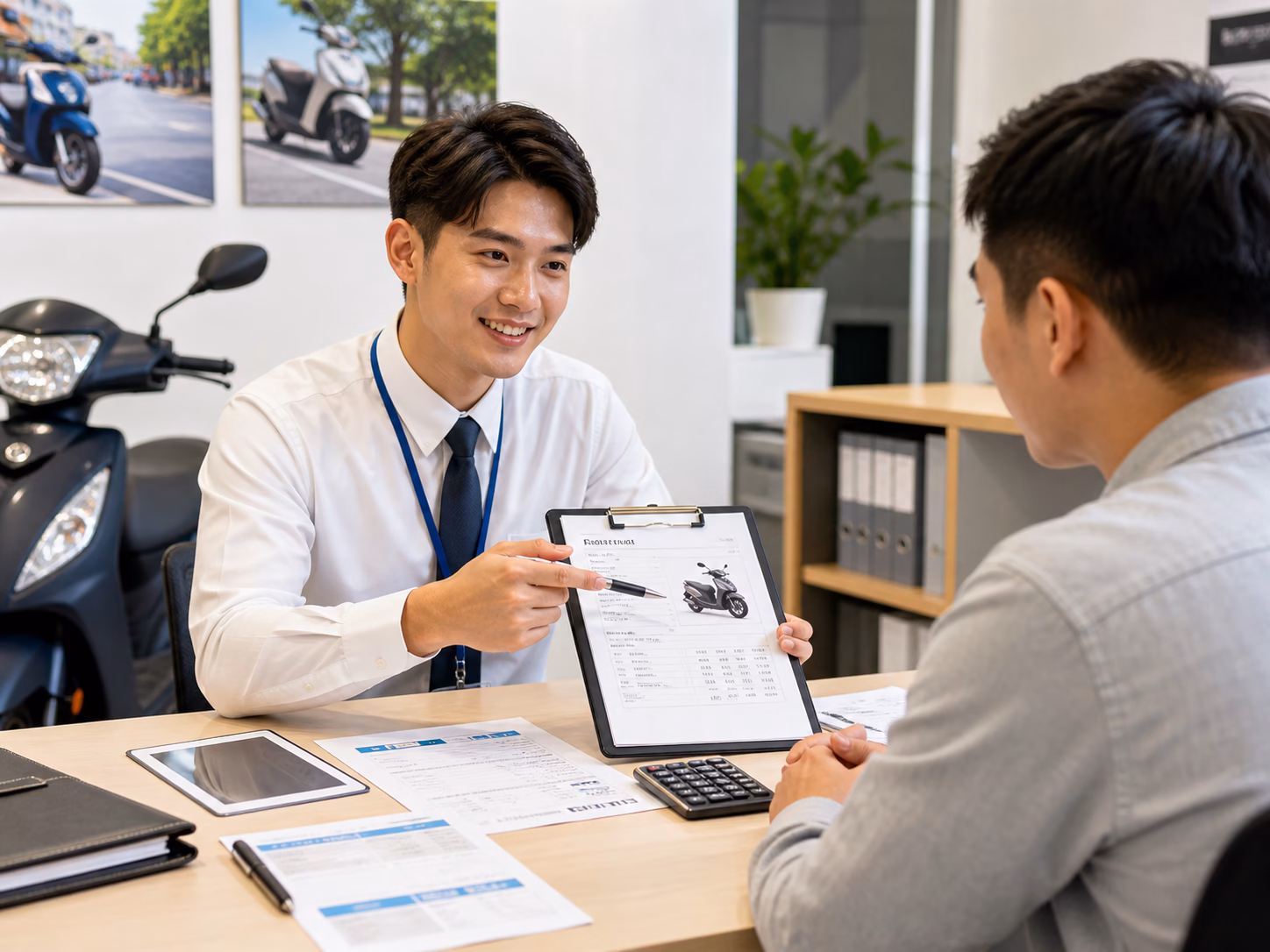 台中機車借款額度諮詢，專員協助說明機車估價、可借金額、車況、分期狀態與申辦條件